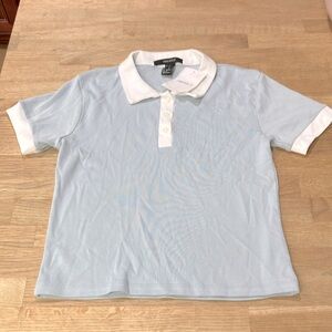 Forever 21 women’s knit top sky blue/white Blue and White Size:S